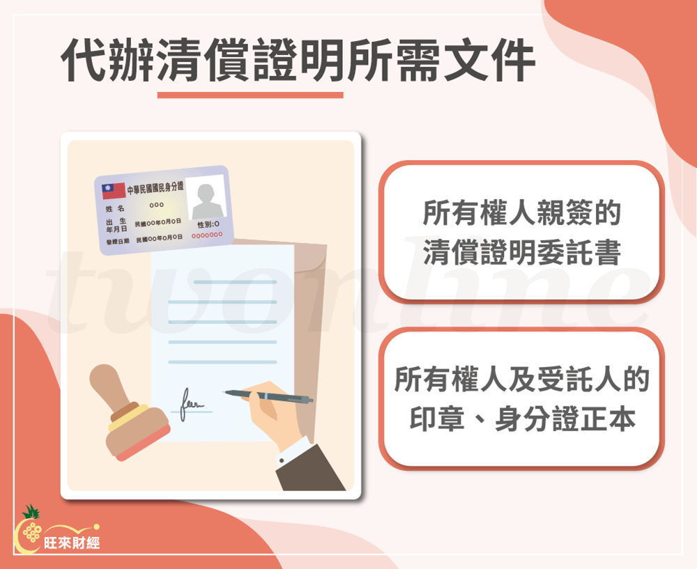 代辦清償證明所需文件－旺來財經